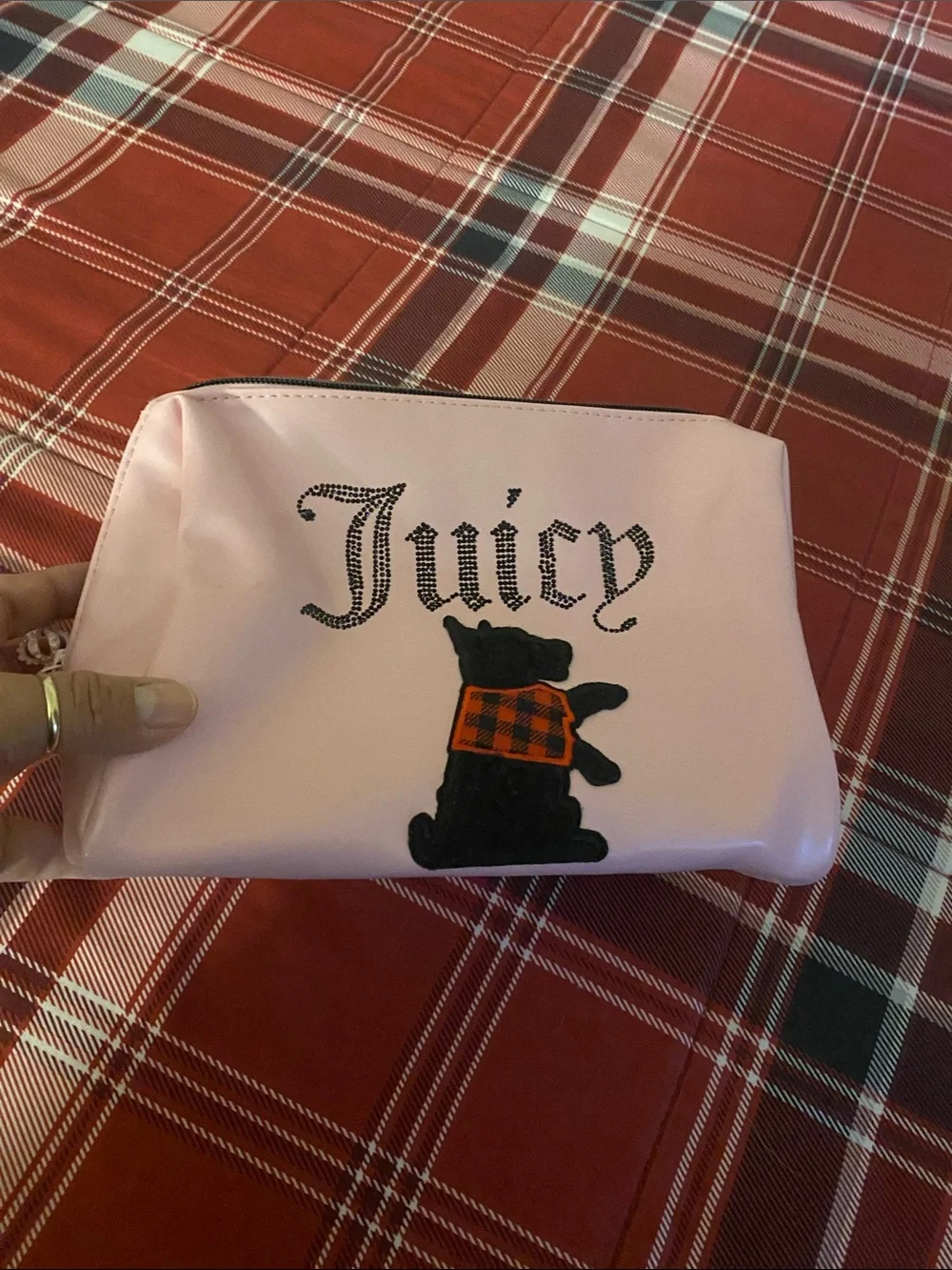 Juicy Couture Pink Cosmetic Pouch with Black Puppy Patch